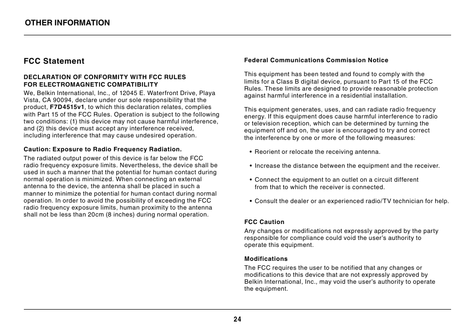 Belkin ScreenCast AV4 User Manual | Page 26 / 30