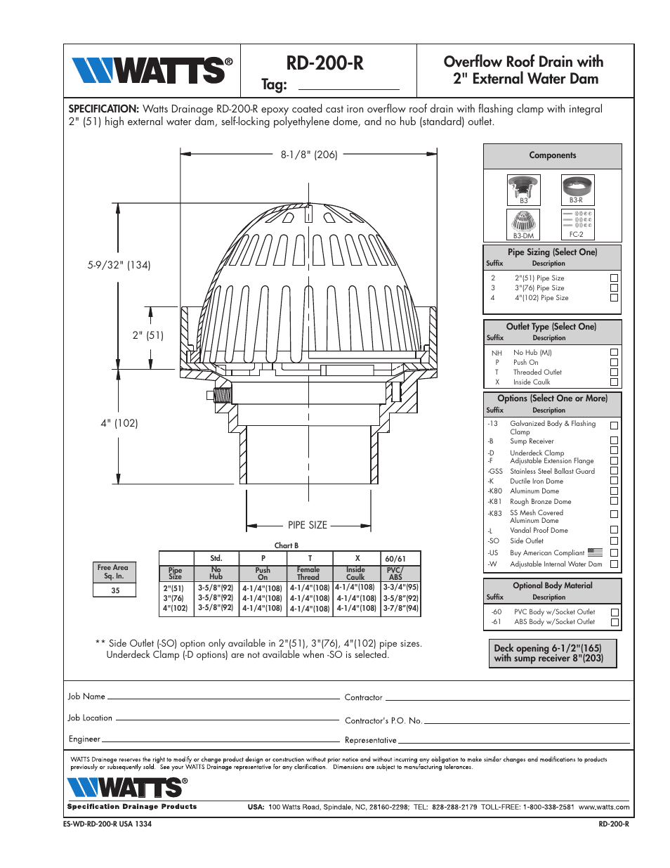 Watts RD-200-R User Manual | 1 page