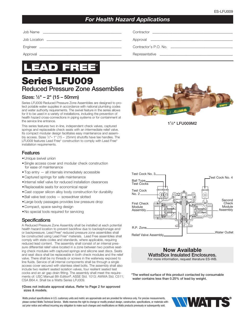 Watts LFU009 User Manual | 4 pages