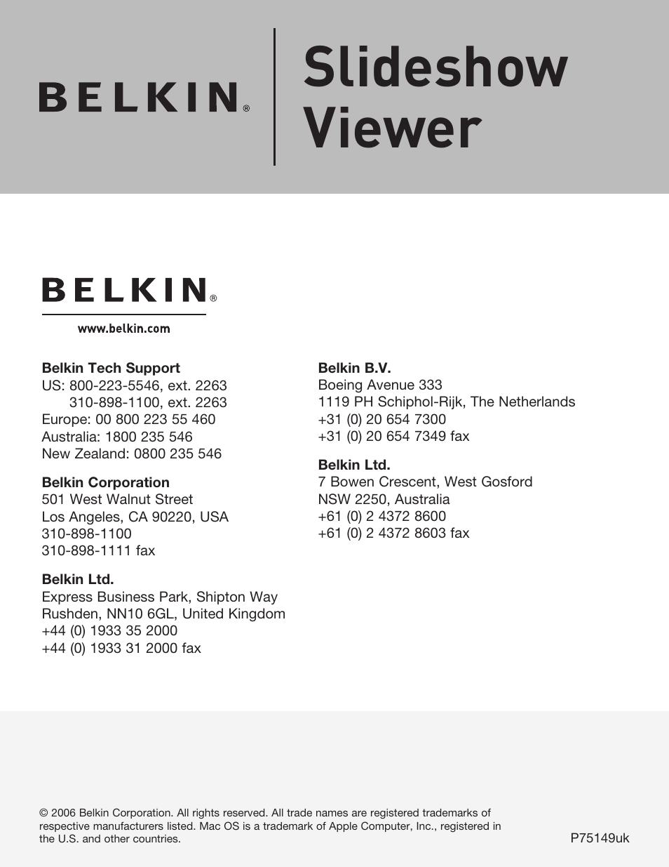 Slideshow viewer | Belkin F5U229UK User Manual | Page 16 / 16