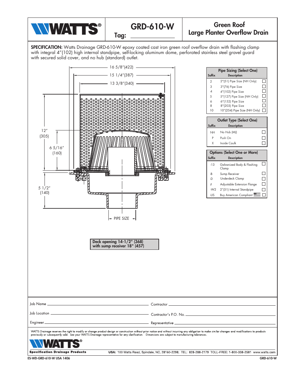 Watts GRD-610-W User Manual | 1 page