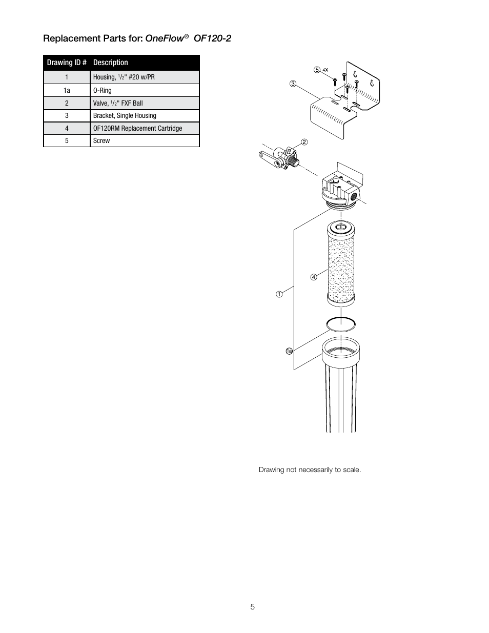 Replacement parts for: oneflow, Of120-2 | Watts OF120-2 User Manual | Page 5 / 20