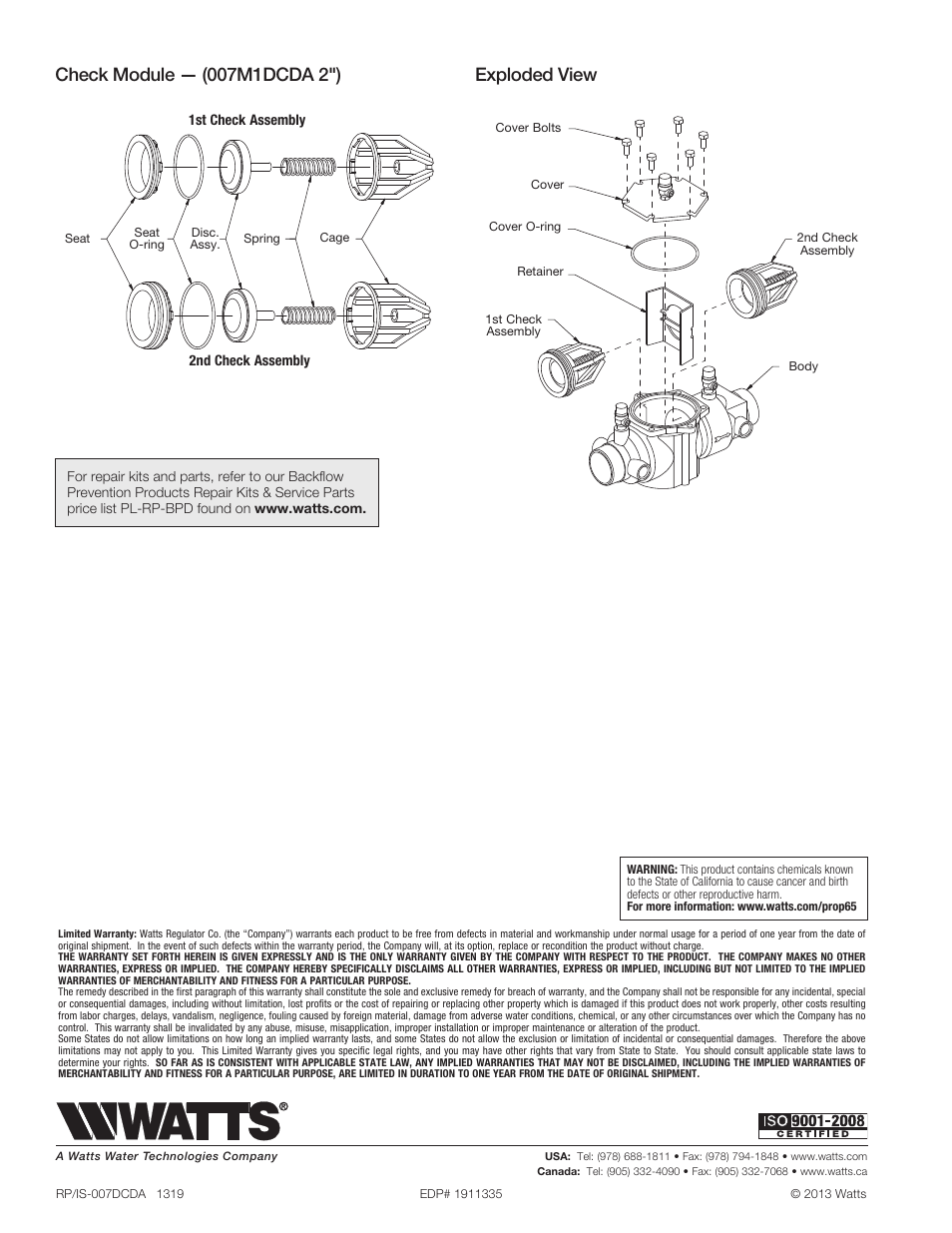 Watts 007DCDA User Manual | Page 4 / 4
