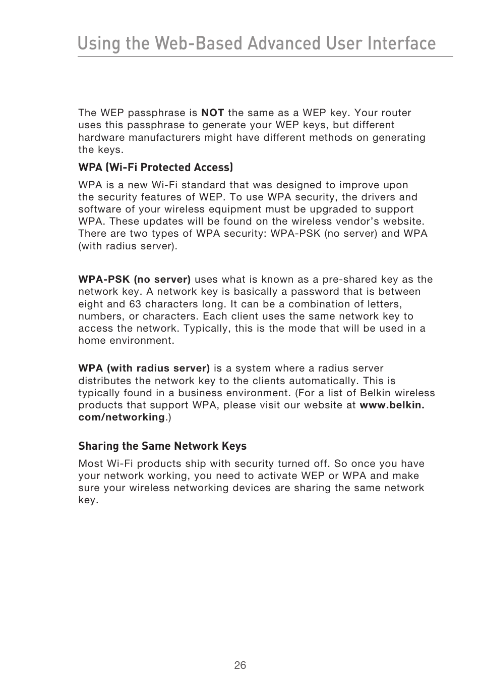 Using the web-based advanced user interface | Belkin Range Extender/ Access Point User Manual | Page 29 / 57