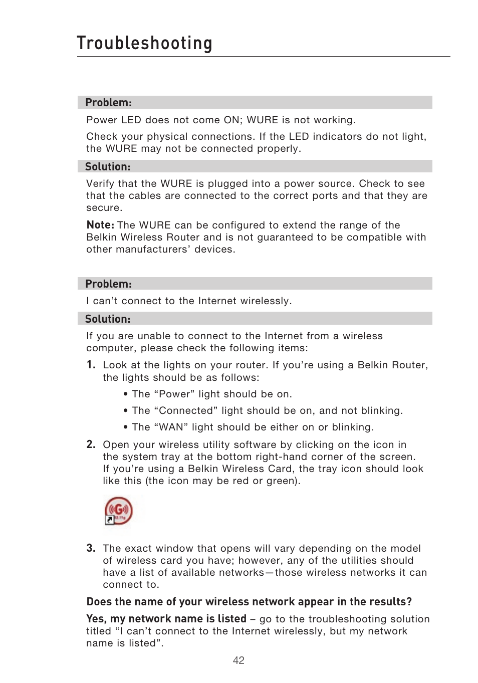 Troubleshooting | Belkin Range Extender/ Access Point User Manual | Page 45 / 57