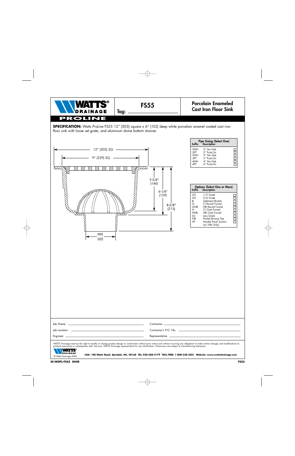 Watts FS55 User Manual | 1 page