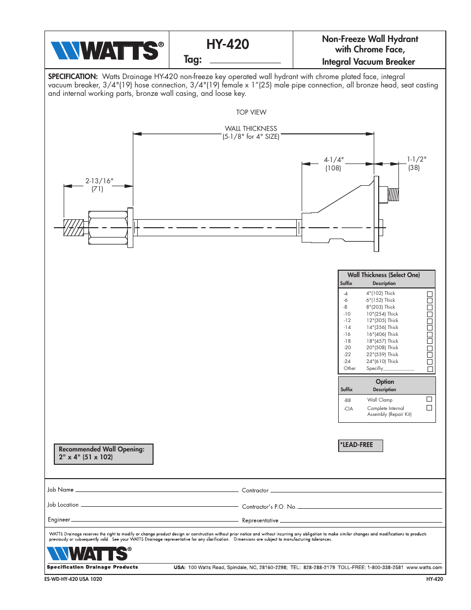Watts HY-420 User Manual | 1 page