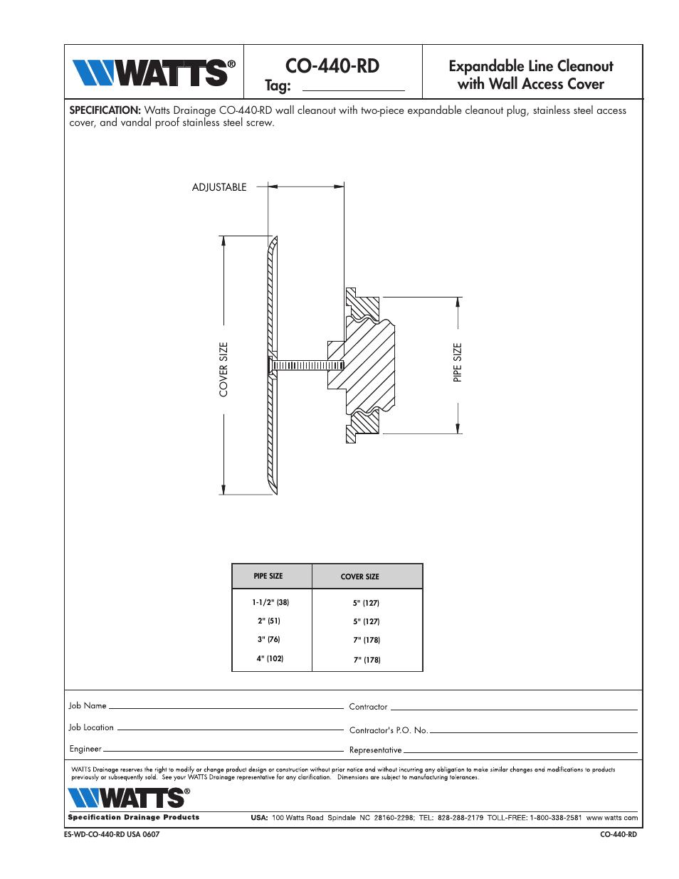 Watts CO-440-RD User Manual | 1 page