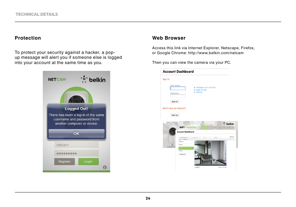 Belkin NetCam Wi-Fi Camera with NIght Vision F7D7601v1 User Manual | Page 26 / 36