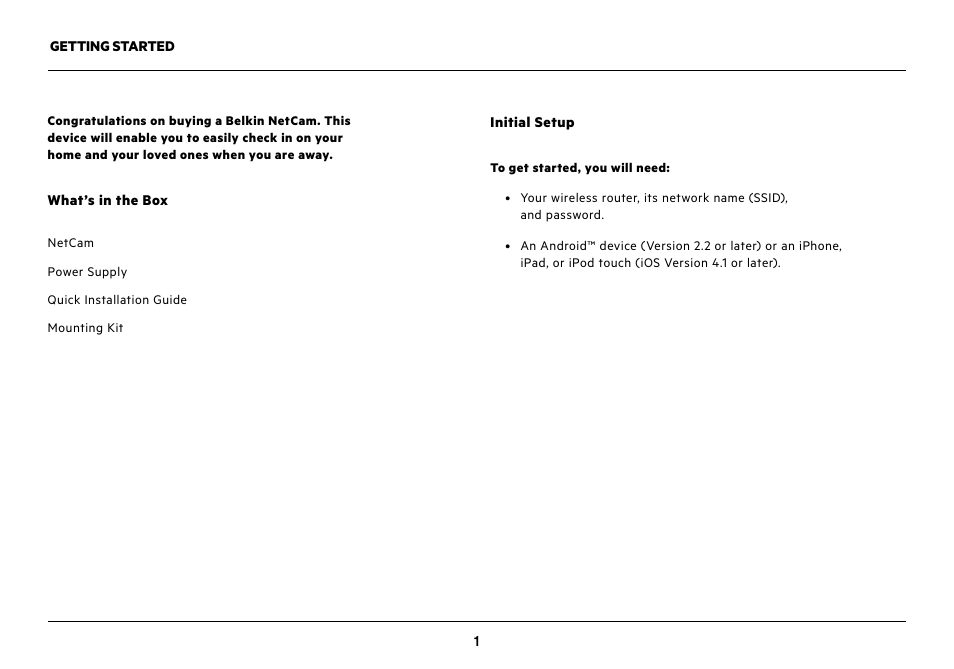 Belkin NetCam Wi-Fi Camera with NIght Vision F7D7601v1 User Manual | Page 3 / 36