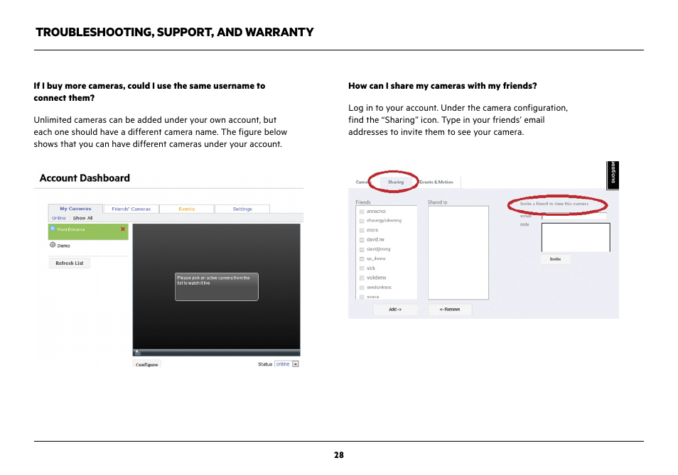 Troubleshooting, support, and warranty | Belkin NetCam Wi-Fi Camera with NIght Vision F7D7601v1 User Manual | Page 30 / 36