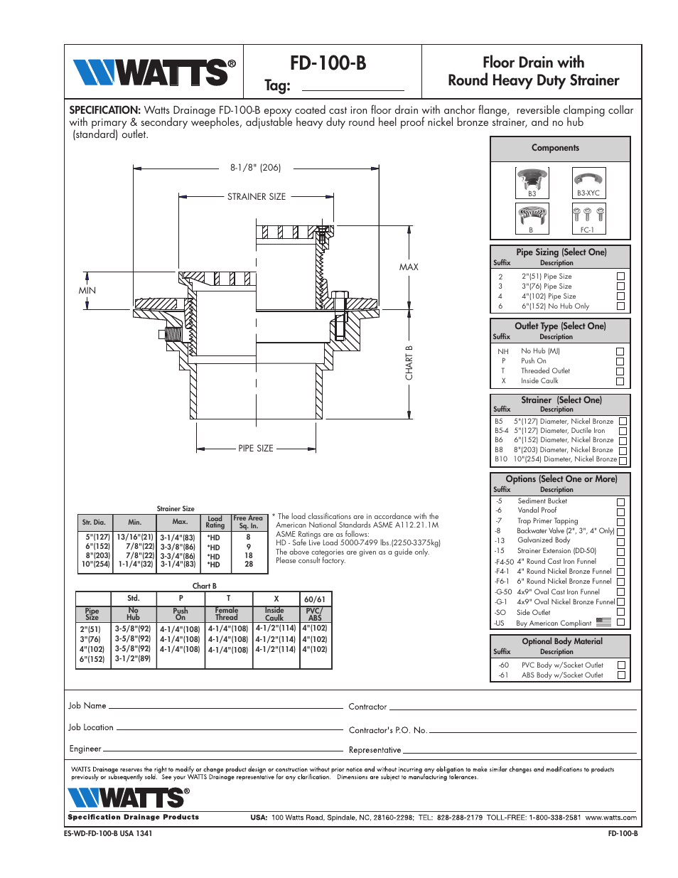 Watts FD-100-B User Manual | 1 page