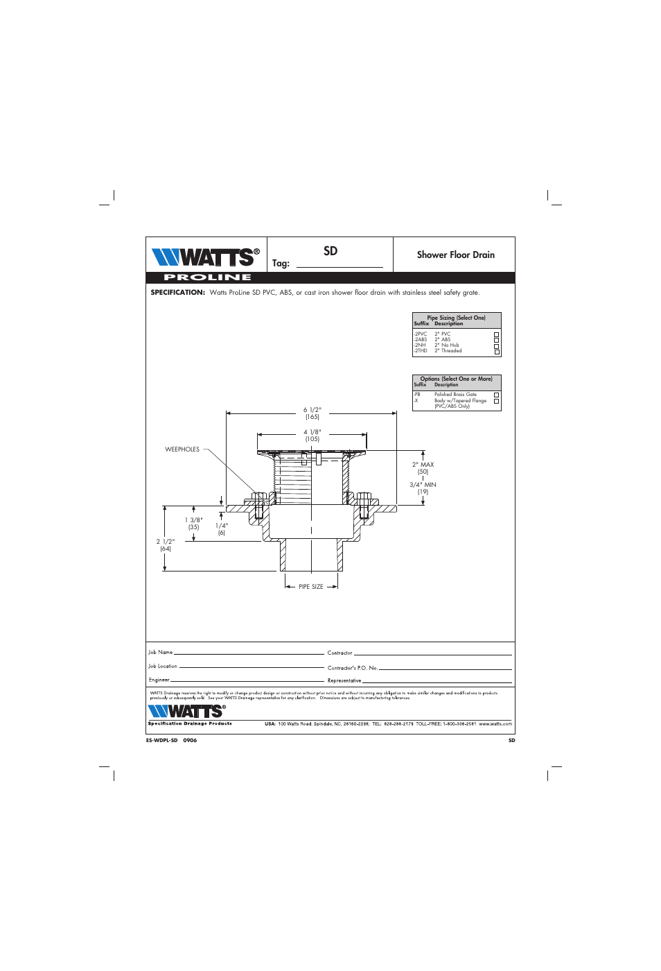 Watts SD User Manual | 1 page