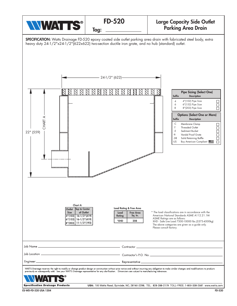 Watts FD-520 User Manual | 1 page