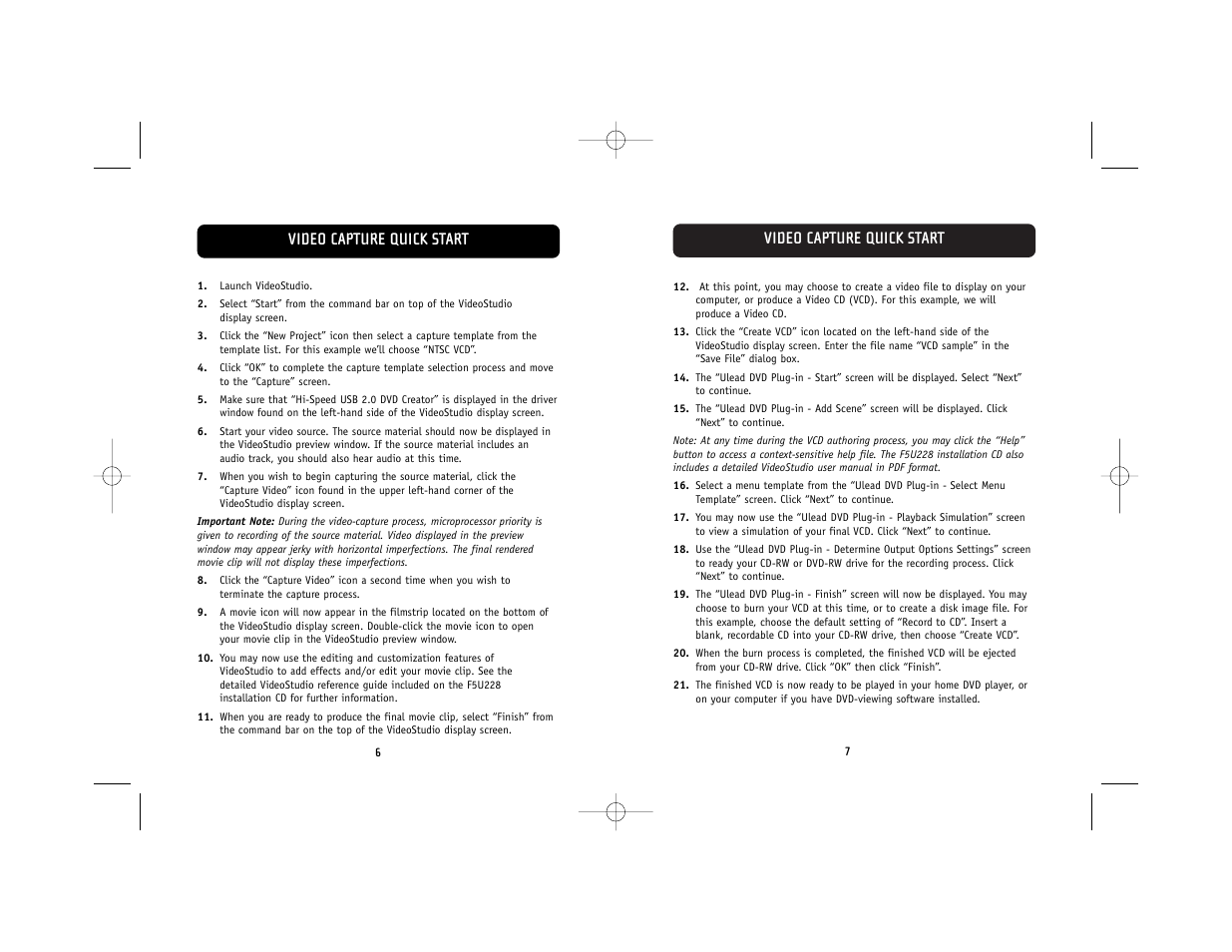 Video capture quick start | Belkin F5U228 User Manual | Page 7 / 8