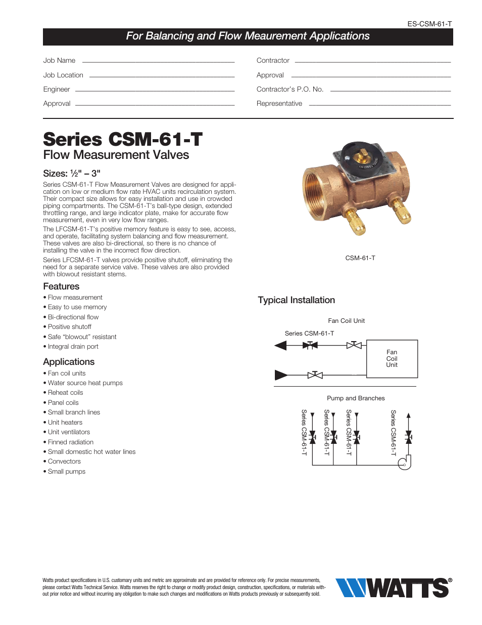 Watts CSM-61-T User Manual | 2 pages