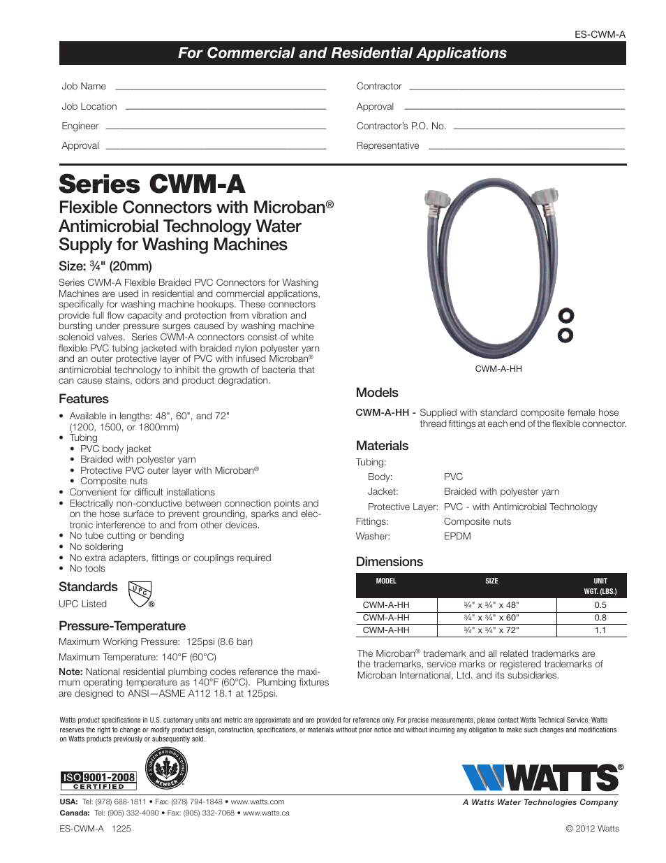 Watts CWM-A User Manual | 1 page