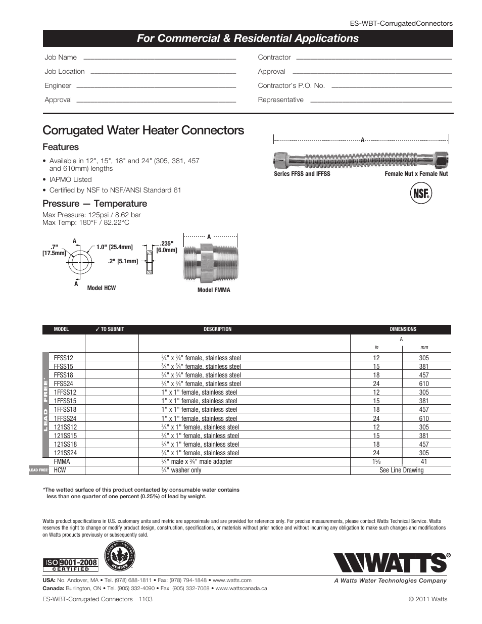 Watts FMMA User Manual | 1 page