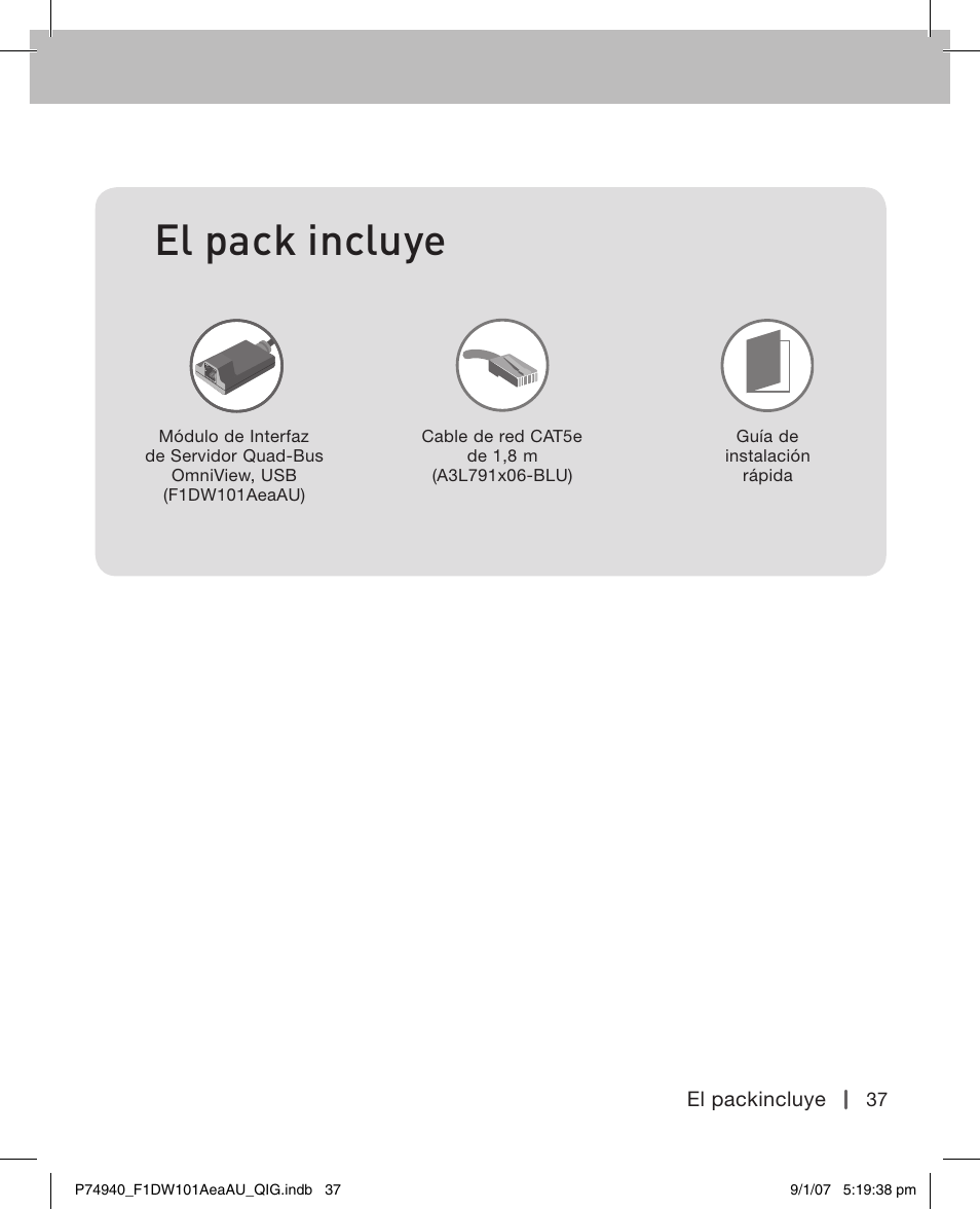 El pack incluye | Belkin F1DW101AEAAU User Manual | Page 36 / 52