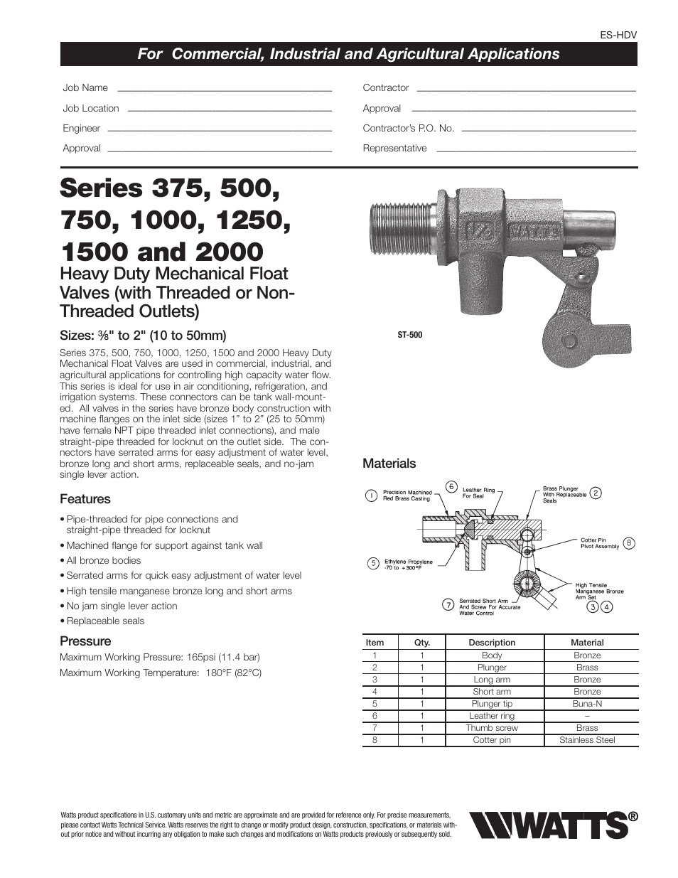 Watts 2000 User Manual | 2 pages