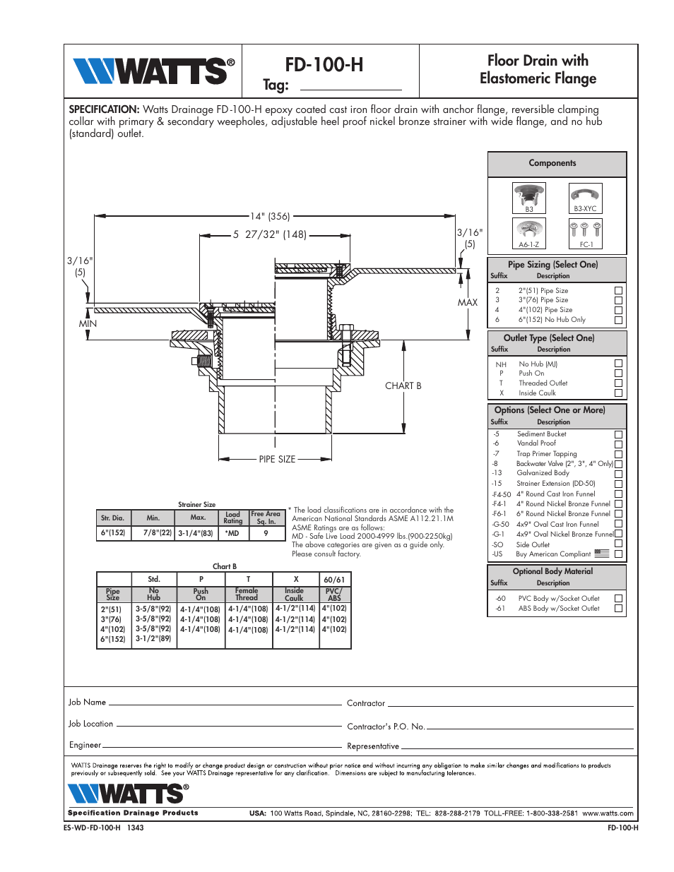 Watts FD-100-H User Manual | 1 page