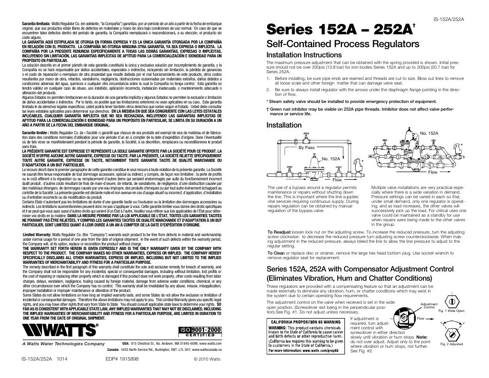 Watts 252A User Manual | 2 pages