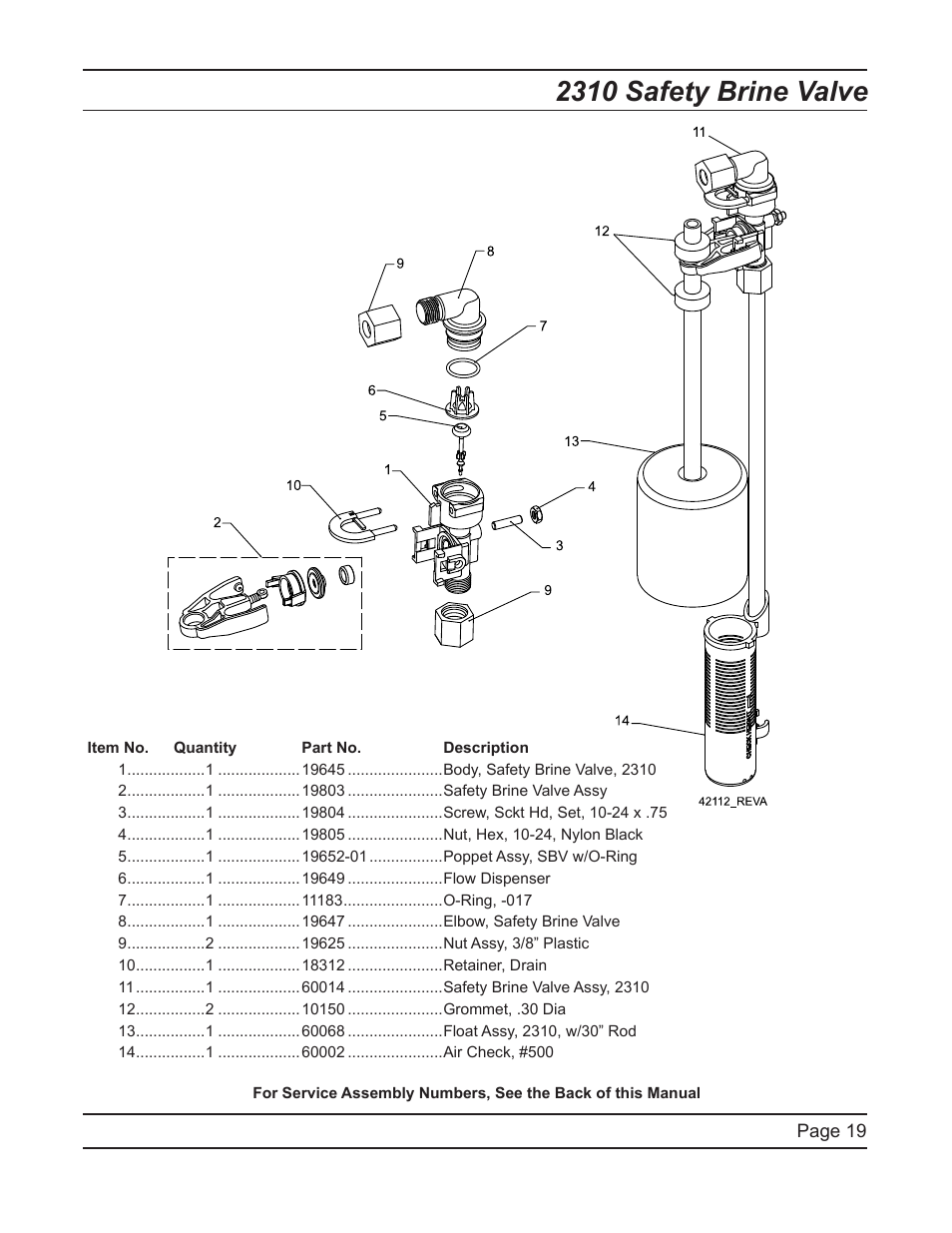 2310 safety brine valve | Watts Fleck 2750 Brass Valve User Manual | Page 19 / 36