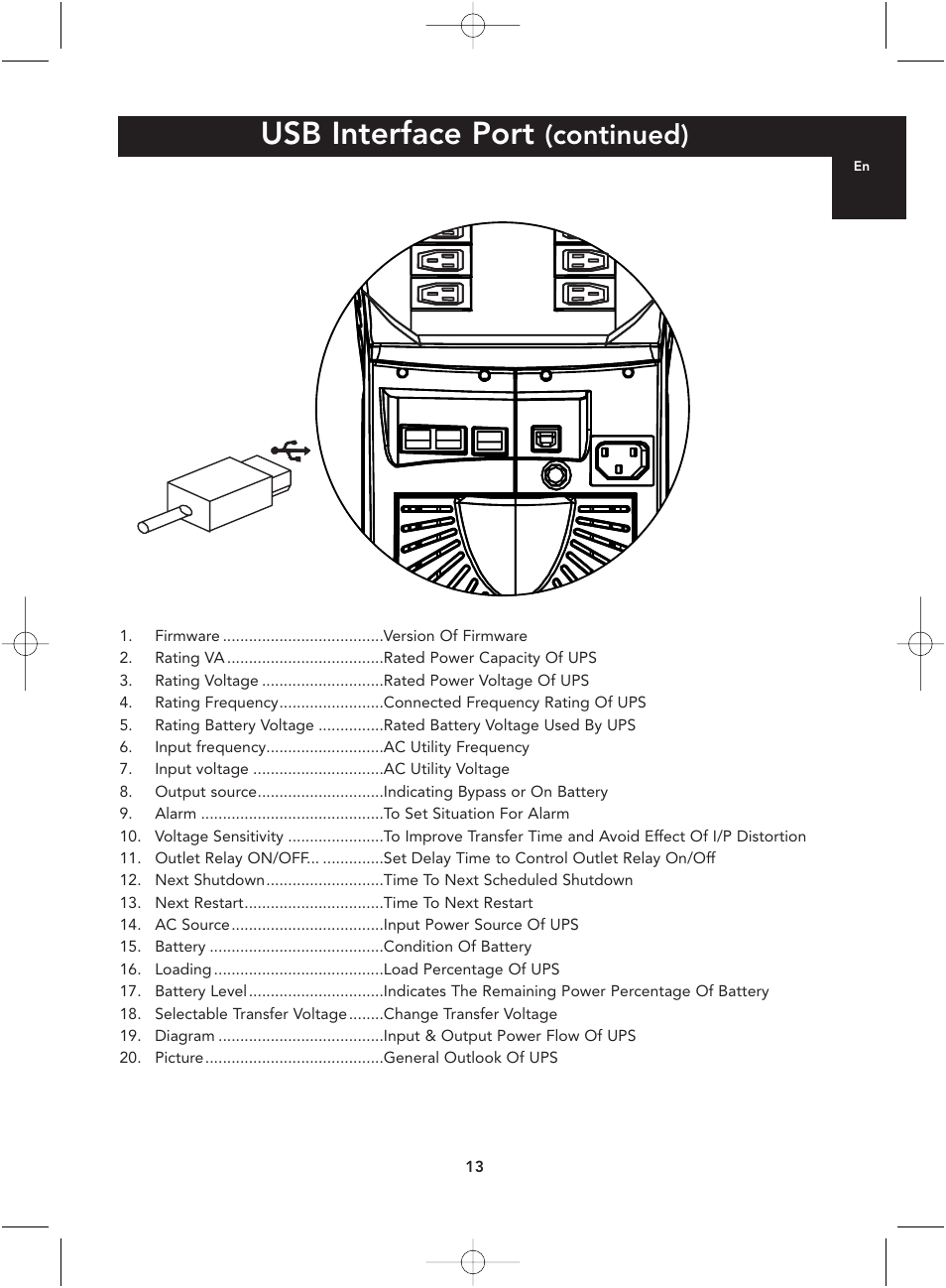 Usb interface port, Continued) | Belkin P73220uk User Manual | Page 13 / 20