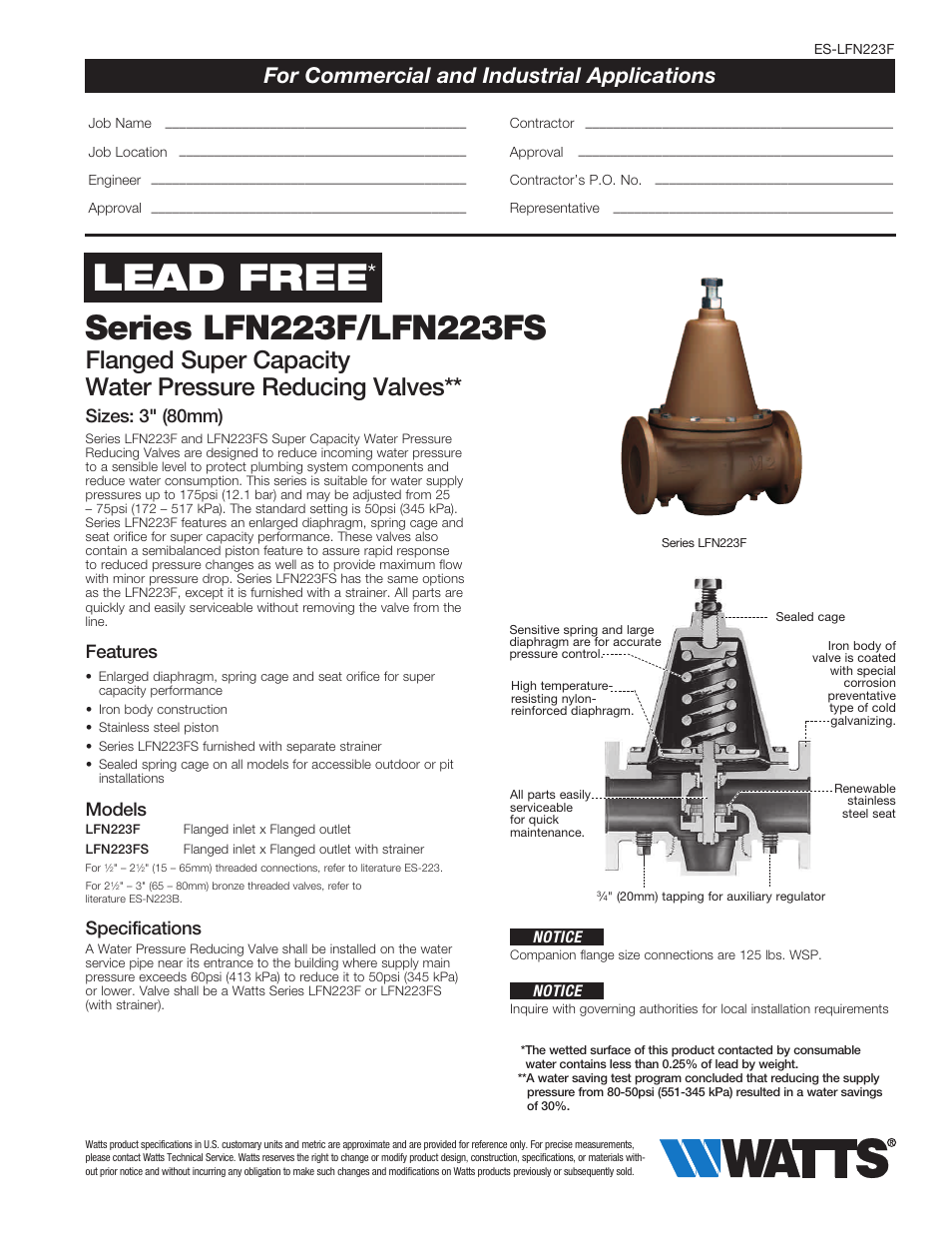 Watts LFN223F User Manual | 2 pages