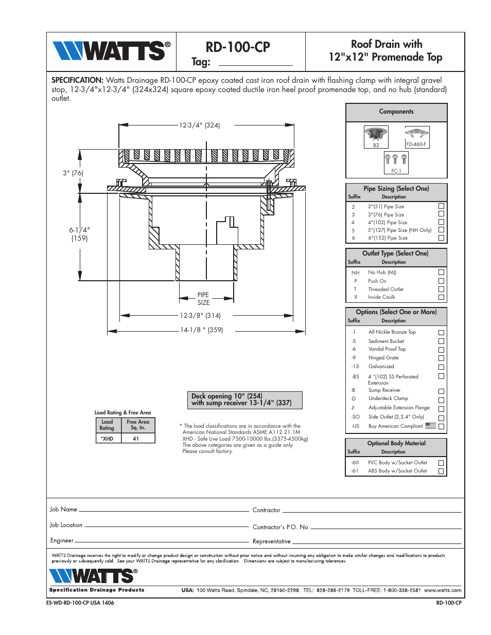 Watts RD-100-CP User Manual | 1 page