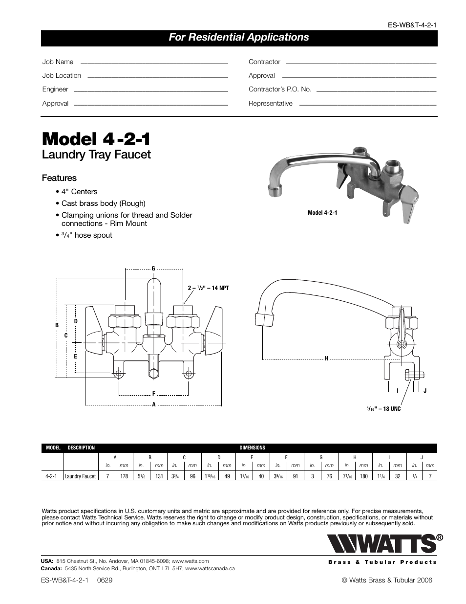 Watts 4/2/2001 User Manual | 1 page