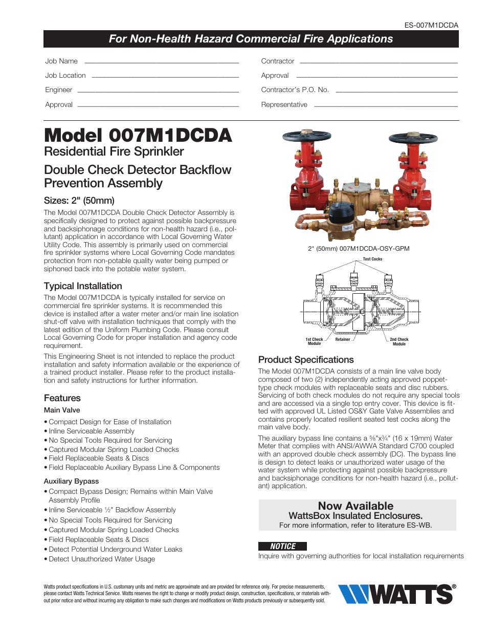 Watts 007M1DCDA User Manual | 2 pages