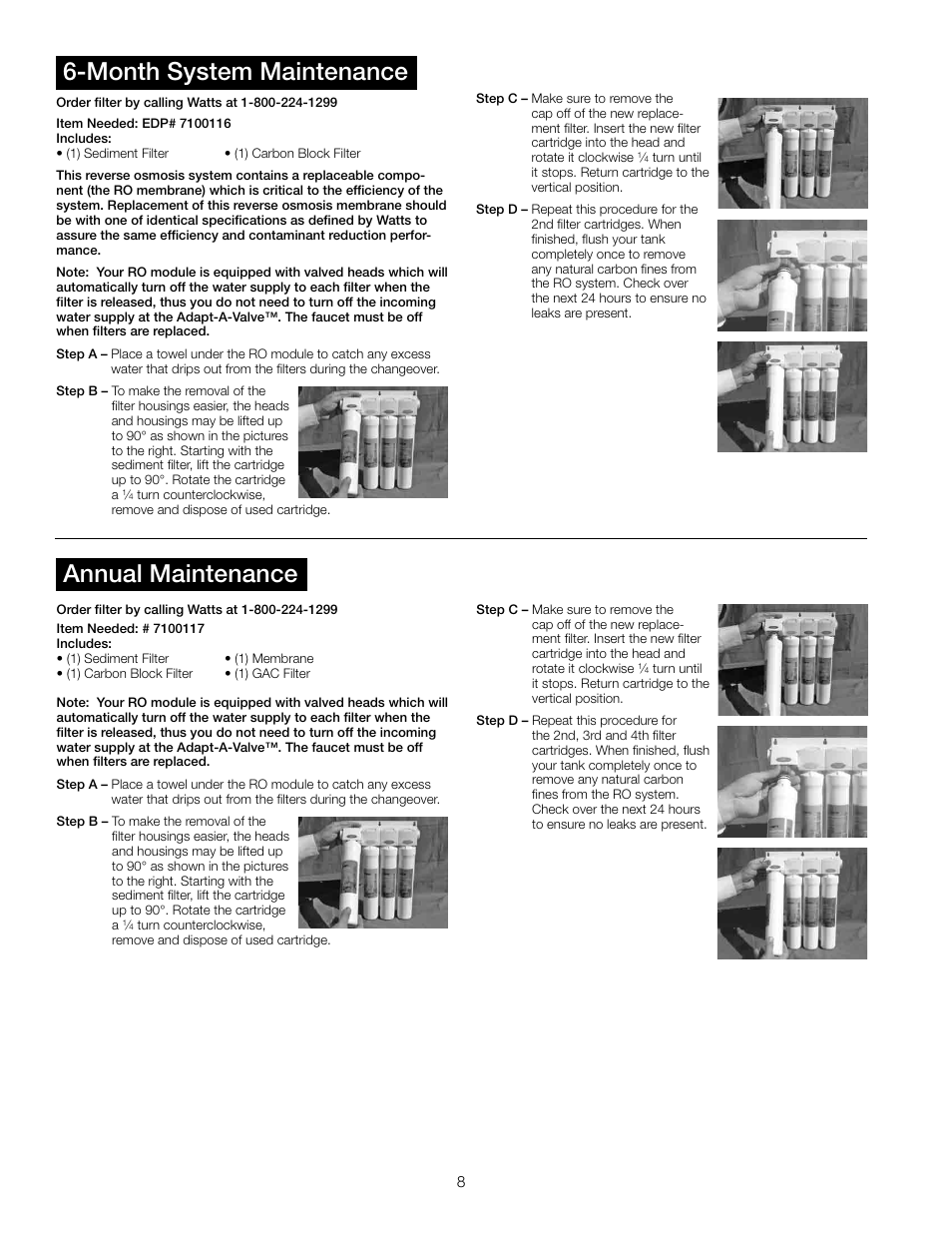 Month system maintenance annual maintenance | Watts PWROKC4 User Manual | Page 8 / 12