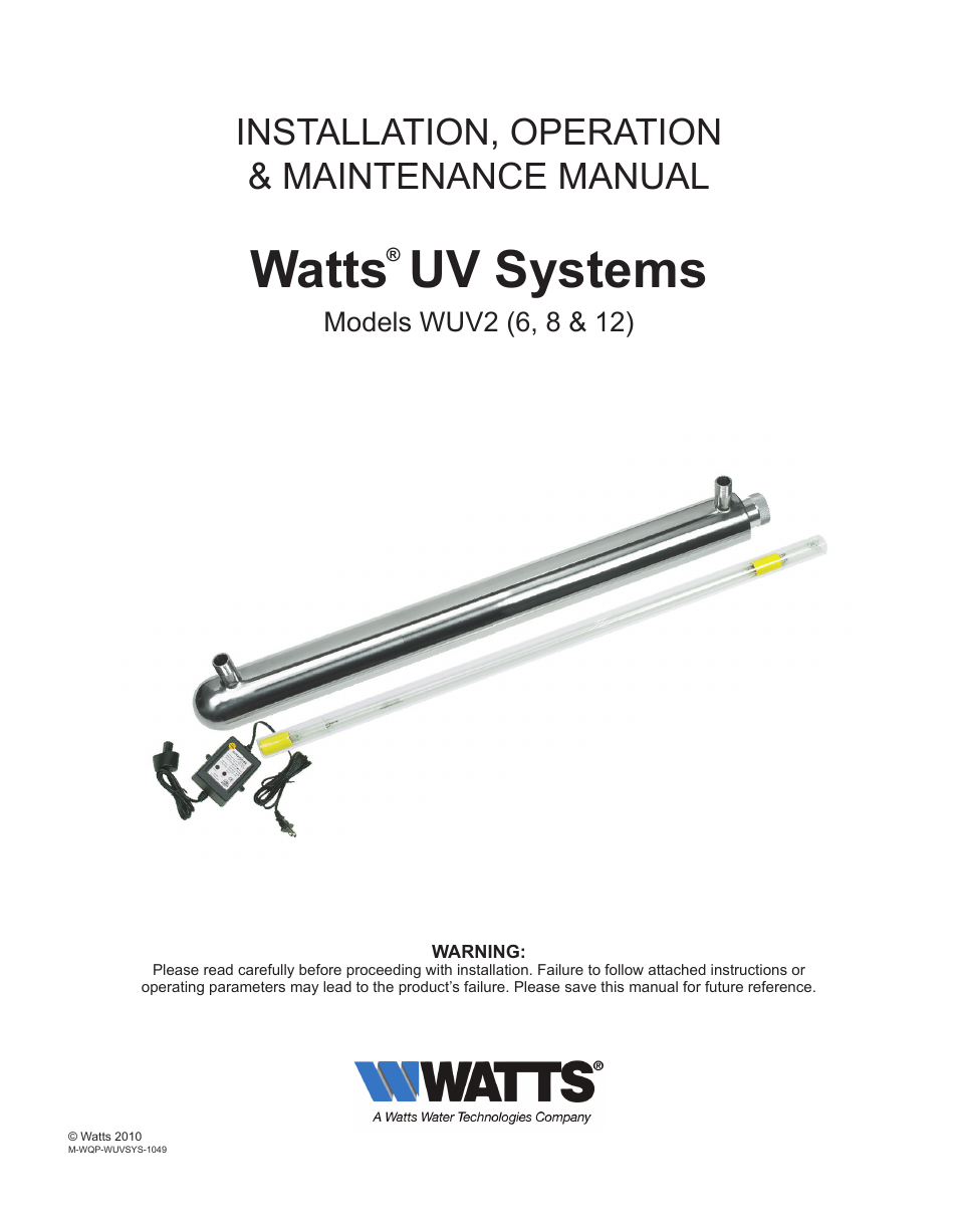 Watts WUV8-110 User Manual | 3 pages