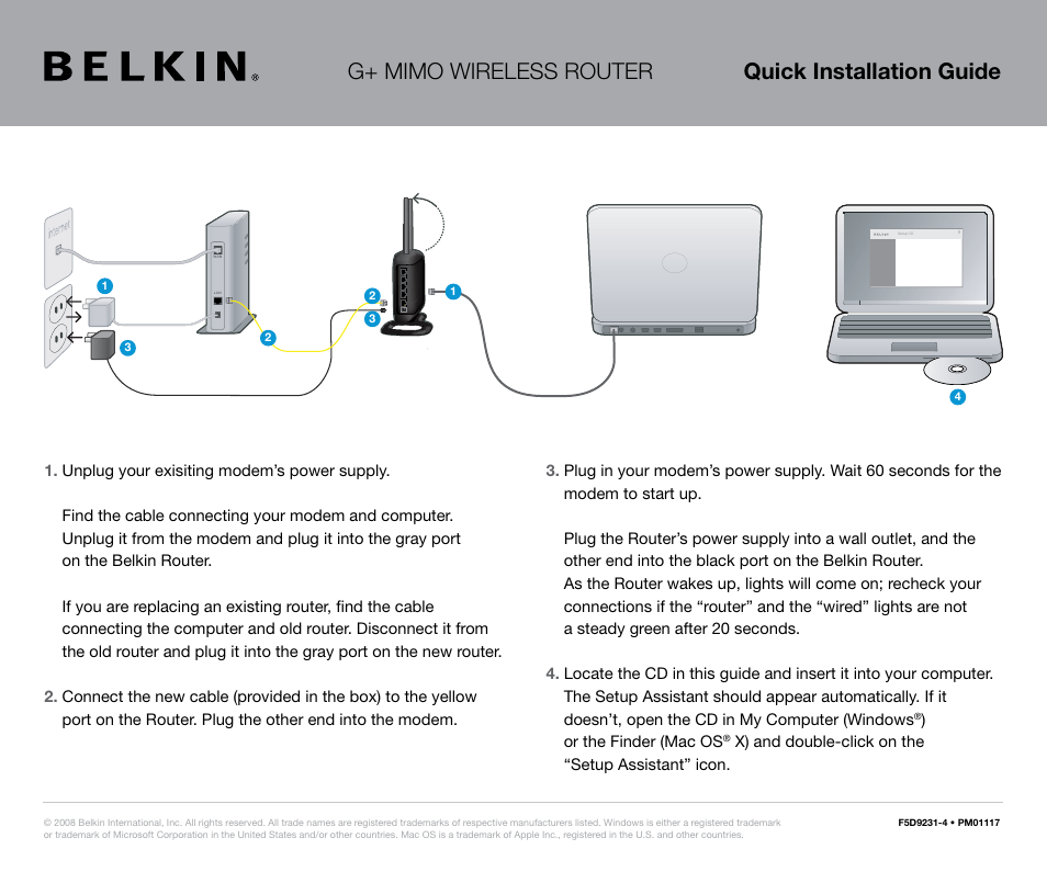 Belkin F5D9231-4 User Manual | 2 pages