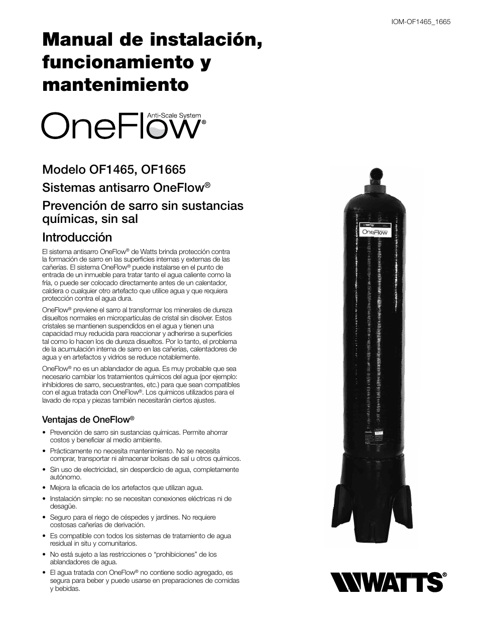 Introducción | Watts OF1665-75 User Manual | Page 5 / 12