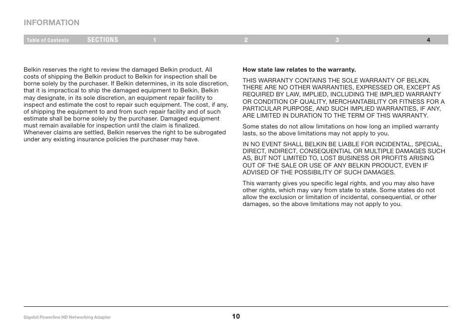 Belkin Gigabit Powerline HD Networking Adapter 8820-00111 F5D4076 User Manual | Page 12 / 13