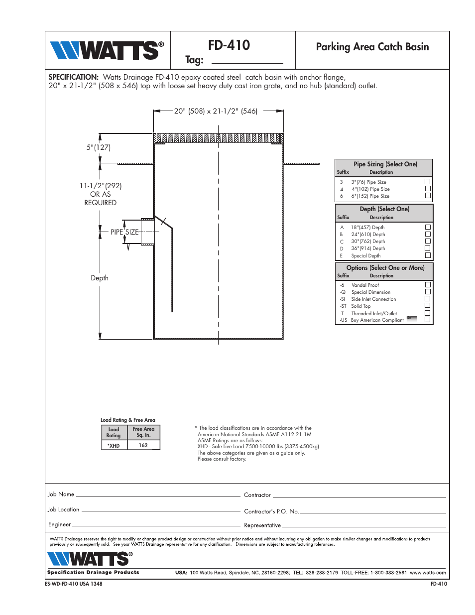 Watts FD-410 User Manual | 1 page