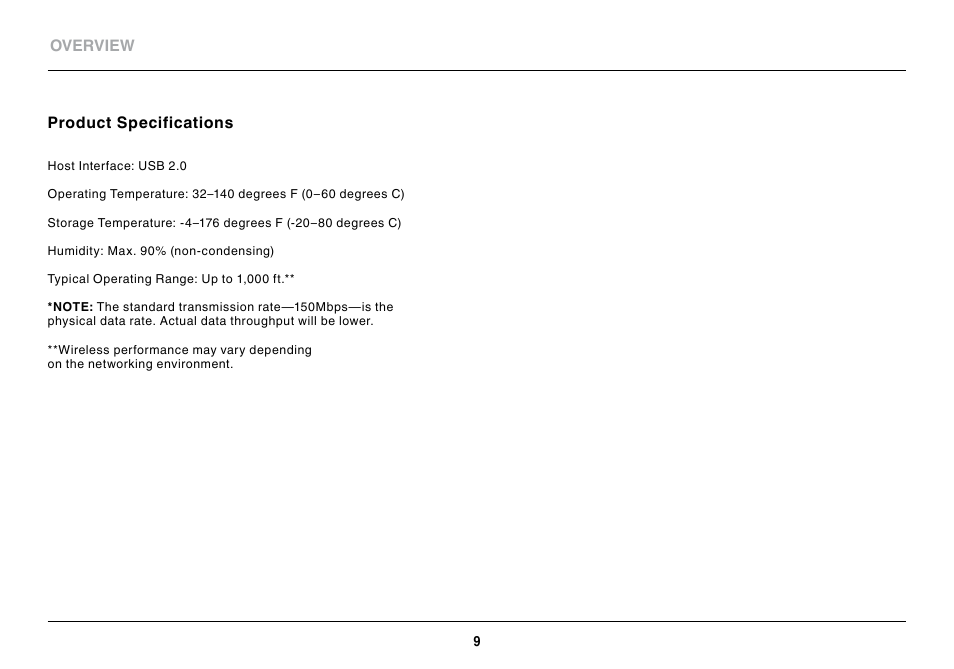Product specifications | Belkin BASIC F7D1101 User Manual | Page 11 / 39