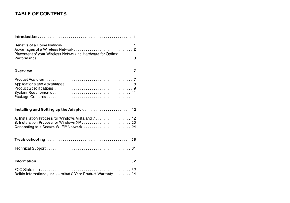 Belkin BASIC F7D1101 User Manual | Page 2 / 39