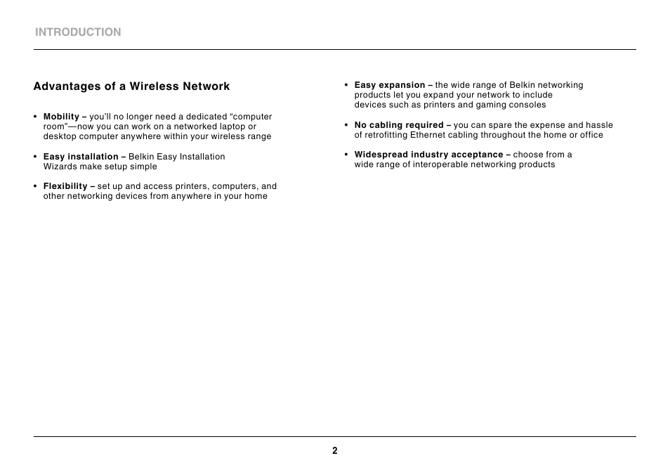 Advantages of a wireless network | Belkin BASIC F7D1101 User Manual | Page 4 / 39