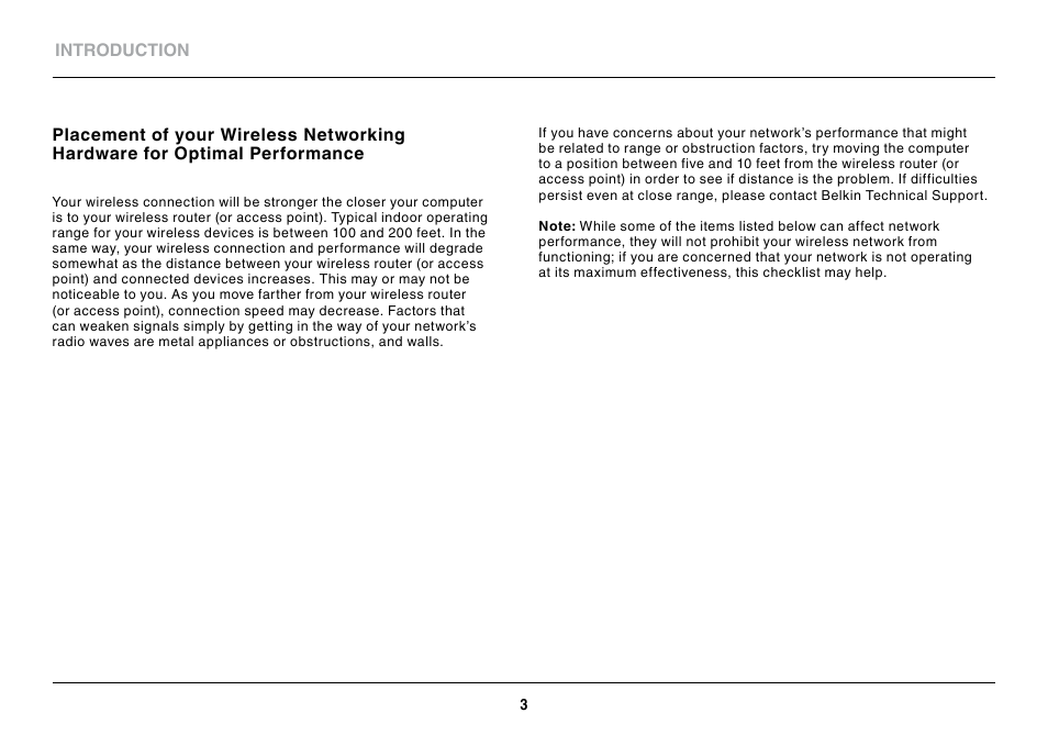 Performance | Belkin BASIC F7D1101 User Manual | Page 5 / 39