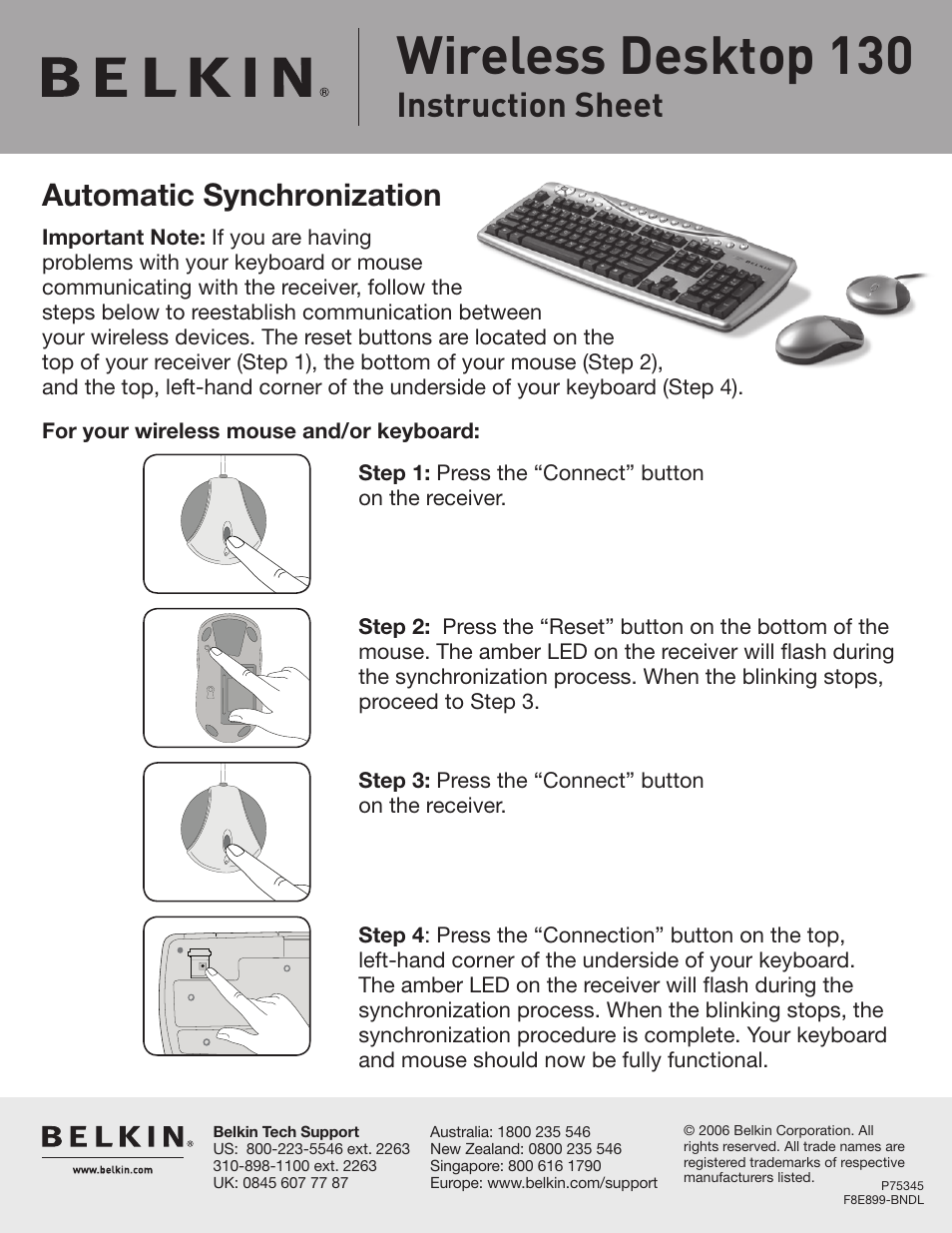 Belkin WIRELESS DESKTOP 130 User Manual | 1 page