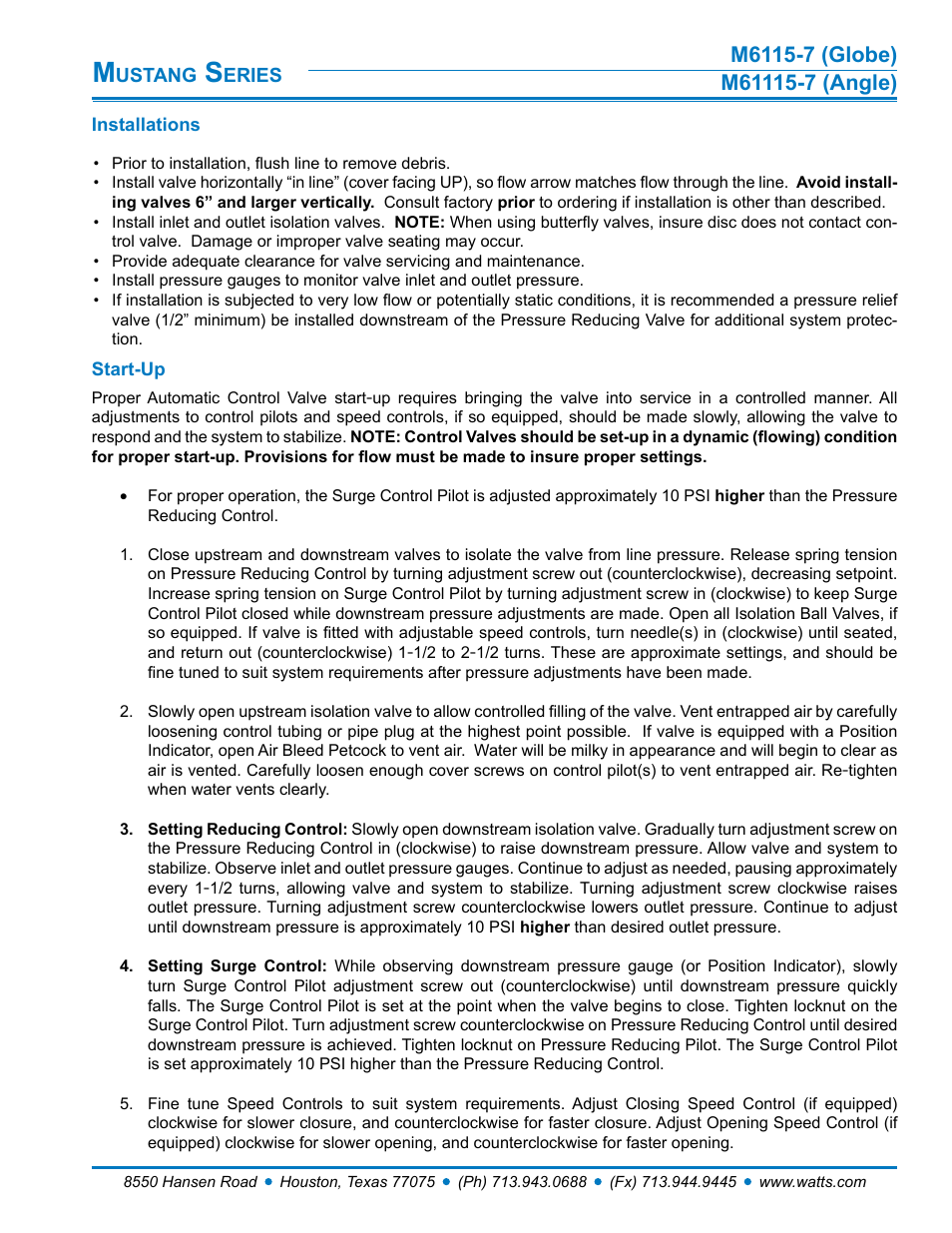 Watts M61115-7 User Manual | Page 7 / 8