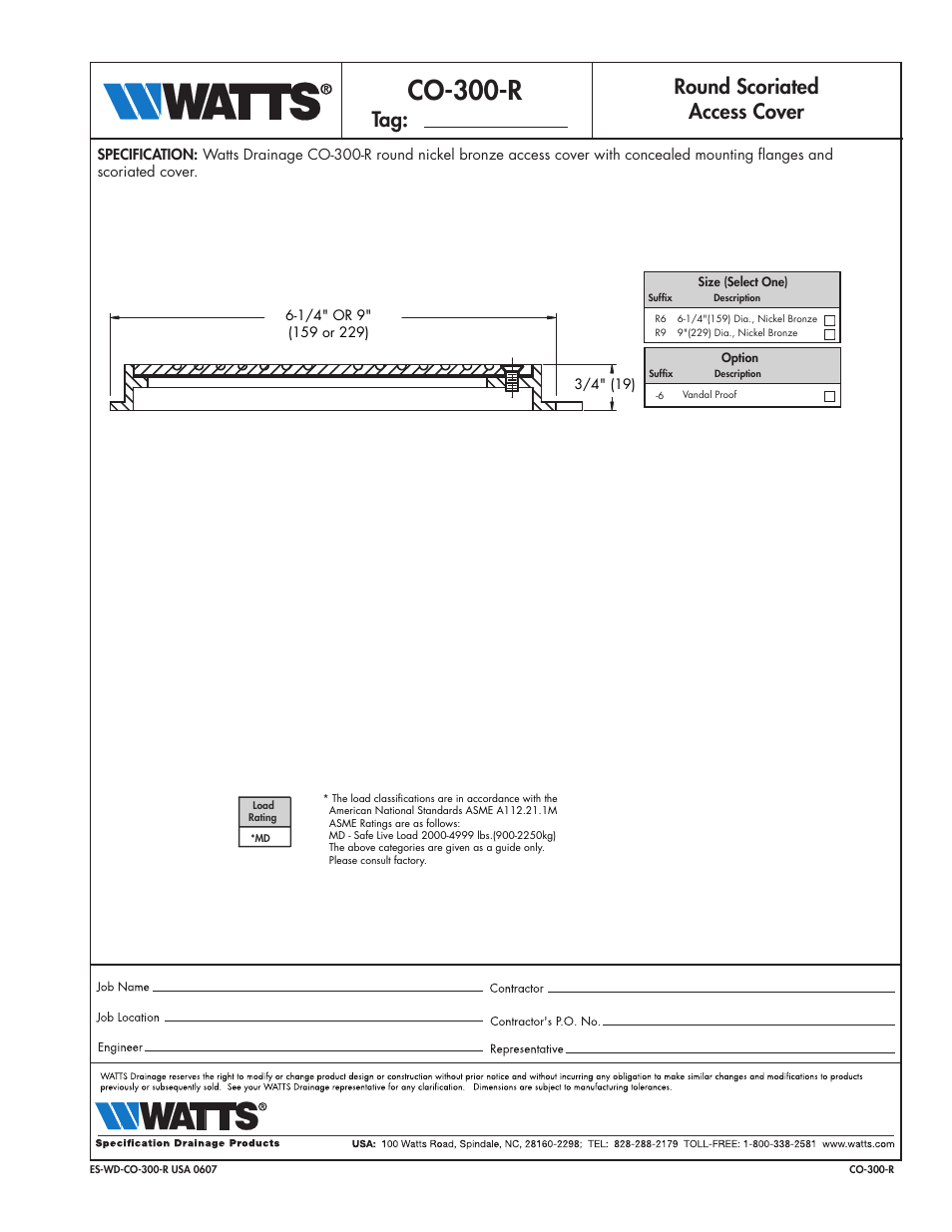 Watts CO-300-R User Manual | 1 page