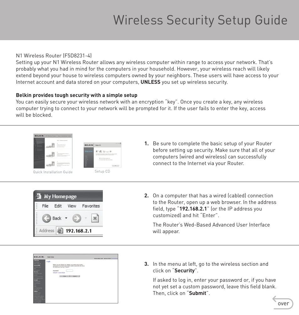 Belkin F5D8231-4 User Manual | 2 pages