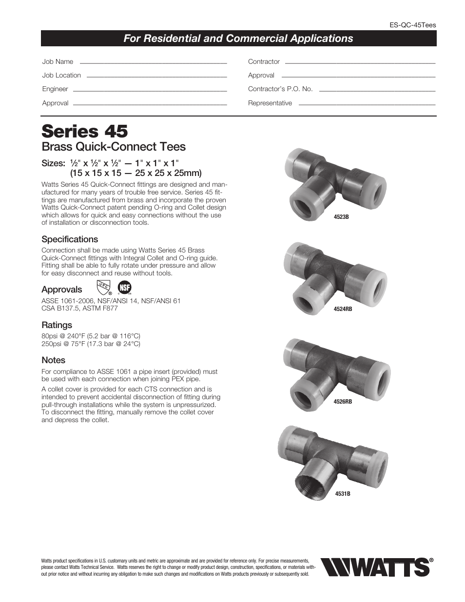 Watts 4531B User Manual | 2 pages