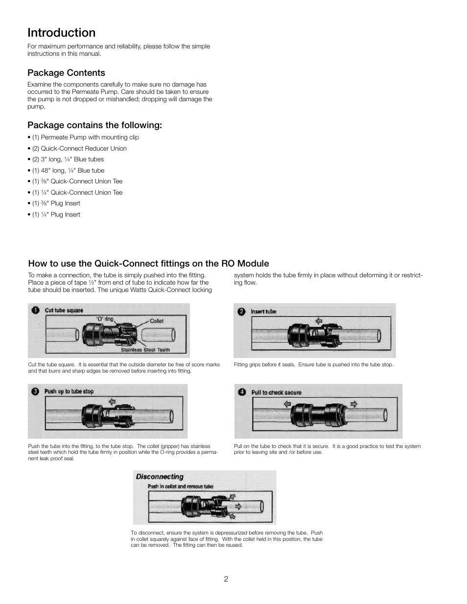 Introduction, Package contents, Package contains the following | Watts PWPERMKIT User Manual | Page 2 / 8