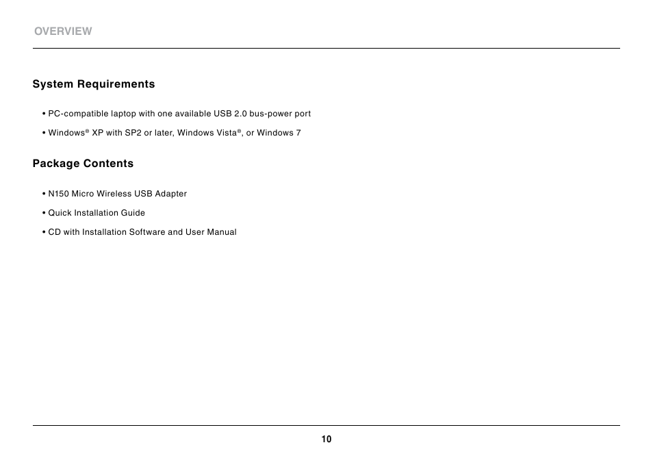 Belkin Wireless USB Adapter N150 Micro User Manual | Page 12 / 36