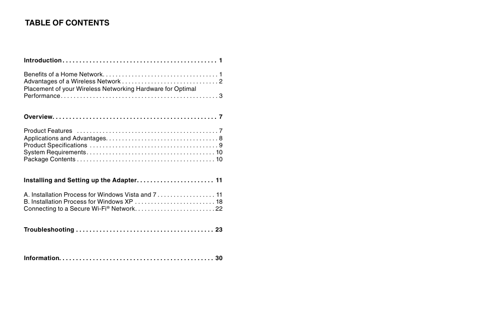 Belkin Wireless USB Adapter N150 Micro User Manual | Page 2 / 36